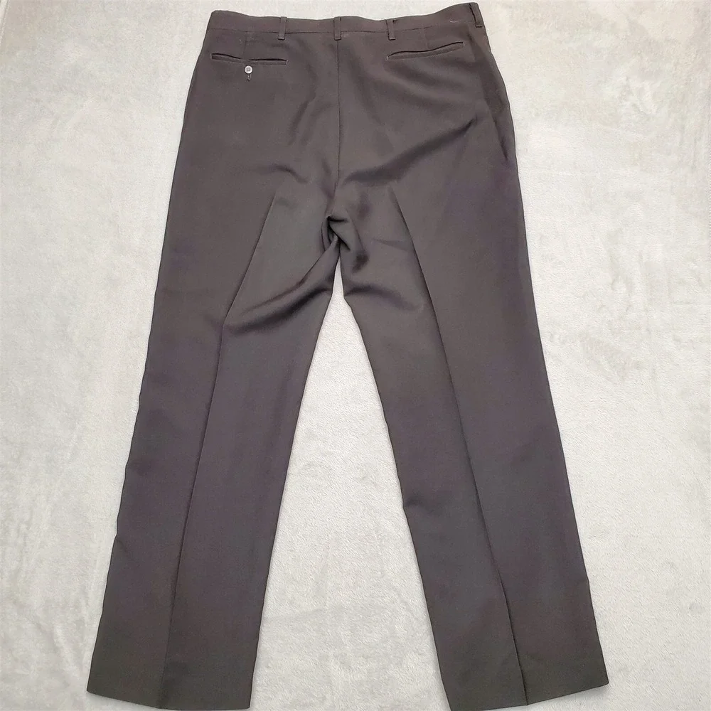 VTG Haggar Pants Mens 36x31 Black Magic Stretch Flat Front Wool Blend Dress